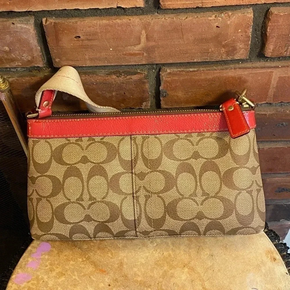 Coach Jacquard Heritage Stripe Leather Demi Bag